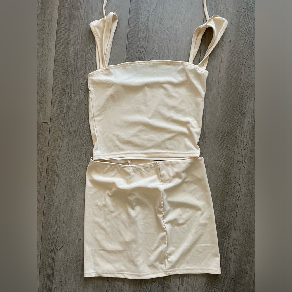 Cream Skirt & Tank Set
